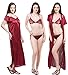 Grand Bear Maroon Satin Nighty, Wrap Gown, Bra And Panty (Pack of 4) RS.599.00
