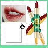 Doble extremo, un extremo es lápiz labial, el otro es un brillo de color oro, que puede ayudarte a crear el mejor maquillaje de labios.
