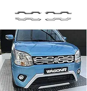 AutoBling Chrome Front Grill Trims for Maruti Suzuki WagonR 2019 (Latest Model) (Set of 4 Pcs)