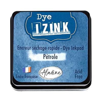 Aladine - Encreur Izink Dye Pétrole - Encreur à Séchage rapide pour Tampons et Pochoirs - Scrapbooking et Carterie Créative - Encre Française - Taille M - 5 x 5 cm - Couleur Bleu Pétrole