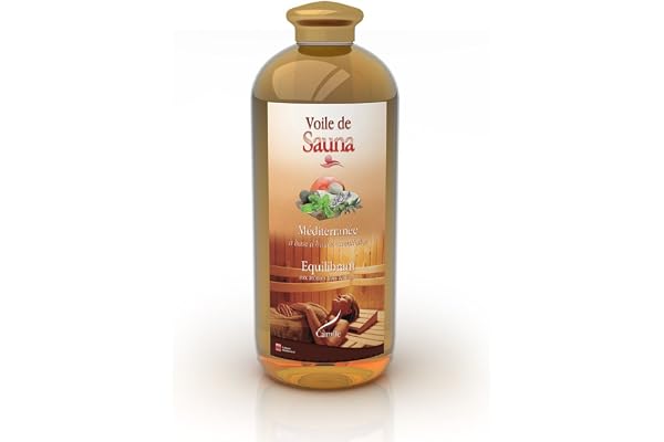Camylle - Voile de Sauna Méditerranée - Fragrances à base d’Huiles Essentielles 100% Pures et Naturelles pour Sauna - Equilibrant aux arômes frais et fleuris - 1000ml