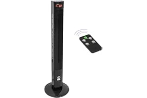 ECD Germany Turmventilator mit LED Display und Fernbedienung XL, 45W, 116 cm, Schwarz, mit 3 Geschwindigkeitsstufen und Ventilationsmodi, 140° Oszillation, Standventilator Säulenventilator Ventilator