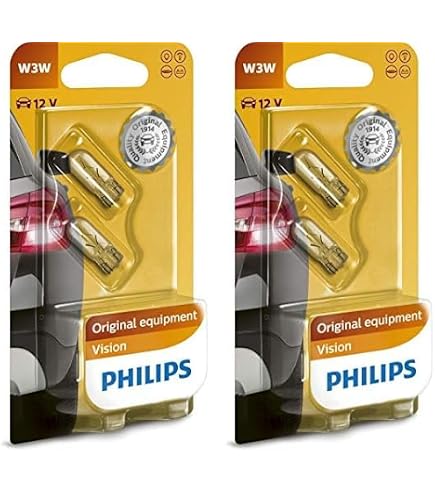 Ampoules Philips Vision W3W - Lot De 2 - Pour Feux De Position, Clignotants, Plaque D'immatriculation