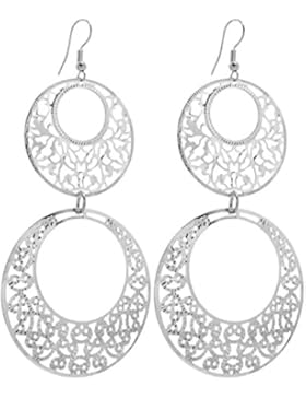 2LIVEfor Lange Statement Ohrringe Silber lang hängend Reifen sehr Lang Gross Ohrhänger Hoops Ohrringe groß riesig...