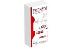 ‎CLAIREFONTAINE Clairefontaine 5665C - Packung mit 100 Umschlägen Calligraphe DL-110x220mm, selbstklebend, 80g, Weiß, 1 Pack