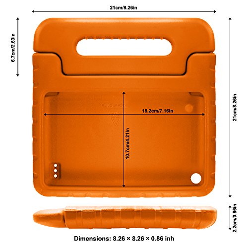 AFUNTA Feuer 7 2015 Fall, geringes Gewicht Shock Proof Convertible Griffhalterung EVA Schutz Kinder-Kasten für Amazonas Feuer 7-Zoll-Display-Tablet (5. Generation – 2015 Veröffentlichung Only) -Orange - 3