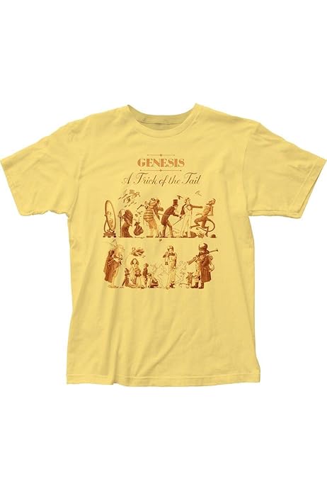 URGE Authentic Genesis Trick of The Tail Album Cover T-Shirt Phil Collins  top Yellow : Amazon.co.uk: Fashion