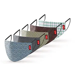 ANGARIKA DIGI TEX Safety Face Cover Anti-Bacterial/Anti-Virus/Anti-Pollution/Anti-Dust 100% Cotton Digital Printed Three Layer Washable for Men & Boys (Pack of 5)