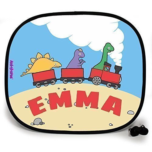 123t ANI-MATES DINO CHOO CHOO PERSONALISED Baby/Child Vehicle Sunshade x 1 birthday funny gift for him for her