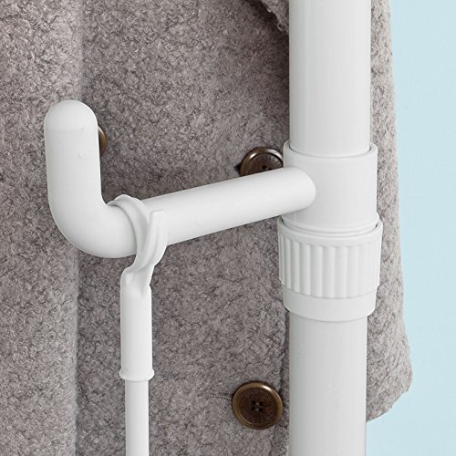 SoBuy® Garderobe, Kleiderständer, Garderobenständer mit 6 Haken, ohne Bohren Verstellbar, 214cm-275cm hoch, weiß, FRG159-W - 3