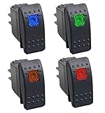 LED Beleuchtet HOTSYSTEM 1 Rot+1 Orange+1 Grün+1 Blau 12V Wasserdicht Auto KFZ Schalter Wippschalter Ein/Ausschalter LED Beleuchtet