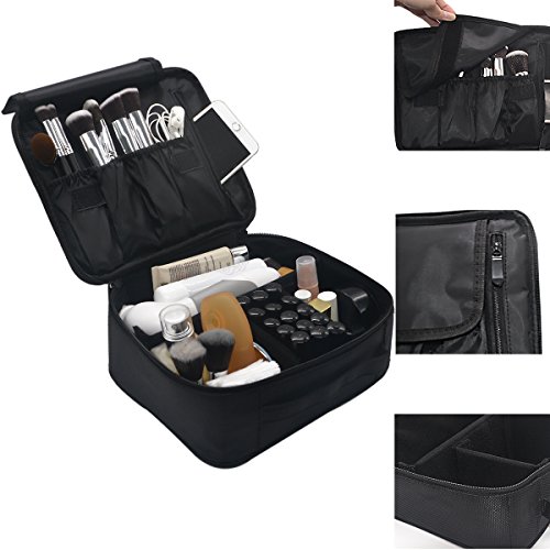 Lmeison Nylon Groß Kosmetiktasche Professionelle Pinseltasche Kosmetikkoffer Makeup Tasche - Schwarz