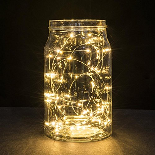 WINWINTOM 2M 20 LED-Knopf-Zellen-angetriebene Draht-mini feenhafte Schnur-Lichter (Warm Weiß)