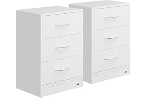 ‎CASARIA Casaria® Nachttisch 2er Set 54x39x28cm Holz 3 Schubladen Boxspringbett Schlafzimmer Wohnzimmer Beistelltisch Nachtschrank Nachtkästchen Tisch Weiß