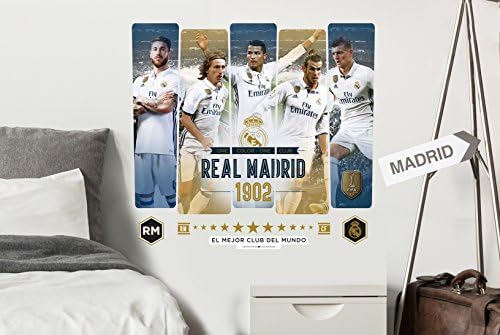 Imagicom wallrm02 Real Madrid Wall Decorative Sticker, Model Graphics Players, PVC, multicoloured, 0.1 X 49 X 68.5 cm