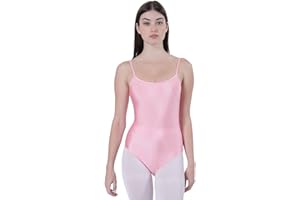 CARNAVALIFE Body Body da danza balletto ginnastica donna bretelle senza maniche con scollo rotondo e copri schiena, body non trasparente aderente per danza ginnastica ritmica