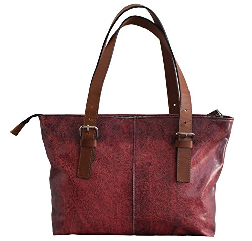 Craftvilla Bolso de piel estilo vintage, piel de vacuno, 38 cm, color 