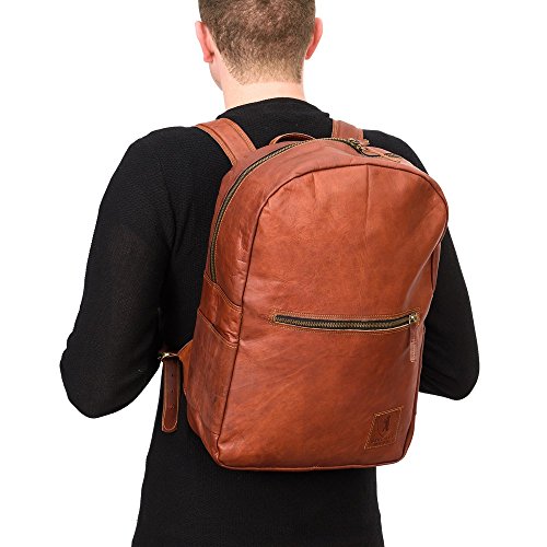 Rucksack f  r Laptop BERLINER BAGS Hamburg XL aus Leder Notebookrucksack 15 6 15 4 Zoll Laptopfach mit Schutz Wasserdicht Braun Damen Herren Vintage G