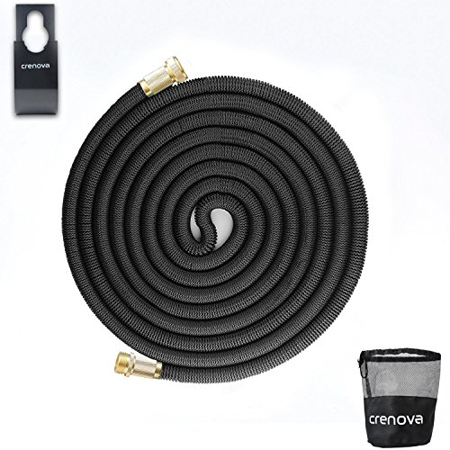 Crenova 30M FlexiSchlauch, Flexibler Gartenschlauch, Wasserschlauch Dehnbarer mit Doppellatexkern, massiven Messing Steckverbinder und Extra Stark Stoff für Gartenbewässerung und Autowaschen
