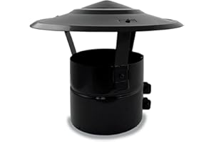 CAEXVEN Sombrerete Fijo para chimeneas en Acero pintado en Negro - Serie lisa - 110 mm