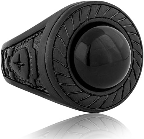 Mortis Ring | Ornament Design Ring Womens Mens Stainless Steel Great Crusaders Signet - Matte Black, Gold, Silver