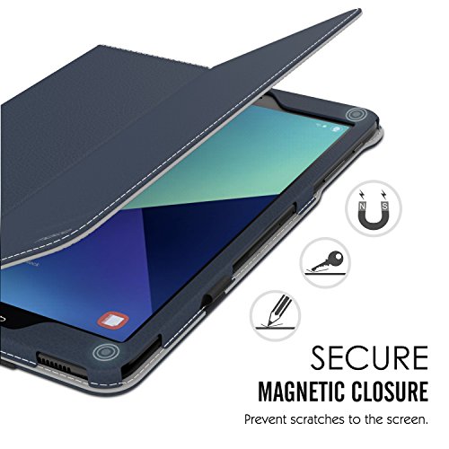 MoKo Samsung Galaxy Tab S3 9.7 Hülle – PU Leder Ständer Schutzhülle Smart Case Cover mit Stift-Schleife / Standfunktion und Auto Sleep / Wake Up Funktion für Samsung Galaxy Tab S3 9.7 Zoll (2017) SM-T820 / T825 Tablet, Marineblau - 7