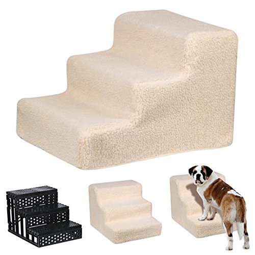 Beyondfashion-Pet-Cat-Dog-Little-Older-Doggy-3-Steps-Stairs-with-Soft-Plush-Washable-Cover