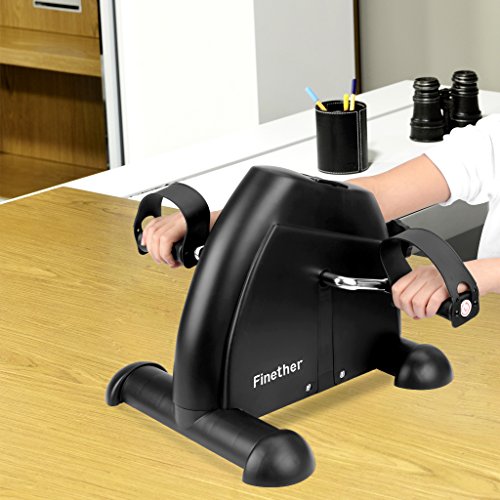 Finether Mini-Bike Heimtrainer Pedaltrainer Bewegungstrainer Arm- und Beintrainer mit LCD-Monitor einstellbarer Widerstand Fahrradtrainer Fitness-Fahrrad Heimfahrrad Trainingsrad Trainingsgerät Fitnessgerät Trainer für Arme und Beine zuhause platzsparend - 6