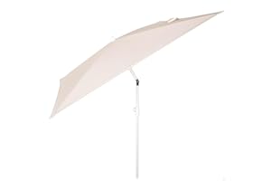 AKTIVE Sombrilla terraza rectangular 180 x 145 cm beige, 4 varillas, mástil inclinable, protección UV30, estructura de acero resistente, optima para balcones, jardines y exteriores (61145)