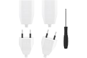 GLIROWY 4 Stück Euro Stecker Flach,Europäische Flach Stecker,Stecker 250V,2,5A Stecker 2 Polig,Eurostecker Flach,Eurokupplung,Eurokupplung Flach,Stromstecker, Schuko Stecker Europäischer Stecker(Weiss)