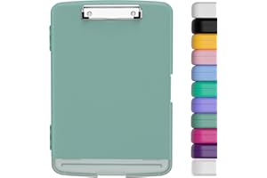 ‎HNOGRI Hnogri Kunststoff-Klemmbrett mit Aufbewahrung, Hochleistungs-Clips, Klemmbrett-Aufbewahrungsbox, geringes Gewicht, glattes Schreiben für die Arbeit, Größe 14 x 9,6 x 1,2 Zoll (Grün)