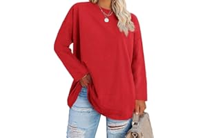 Fisoew Top da Donna, Taglie Grandi, a Maniche Lunghe, Taglie Forti, Girocollo, Oversize
