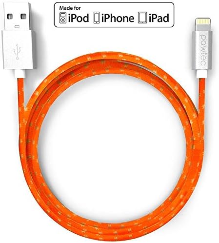 Pawtec [Apple MFi Certified] Premium Lightning Cable 3.3 Feet/1 Meter Nylon Braided for iPhone X / 8 / 8 Plus / 7 / 7 Plus / 6s 6 Plus / 6s 6 / SE / iPad Pro / Air 2 / mini / iPod (Tangerine Orange)