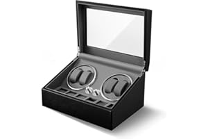 Olvy Remontoir pour 4 Montres Automatique, Boîte de Remontoir de Montre, Watch Winder, Moteur Extrêmement Silencieux, Coussin de Montre Flexible