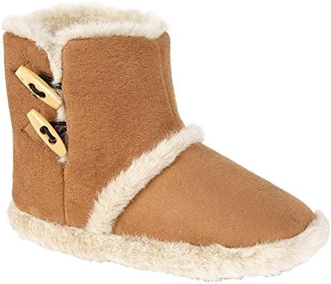 Ladies Slippers Women Girls Winter Warm Fur Thermal Luxury Ankle Boots Bootie Shoes Size 3 - 8 (TAN, 5/6)