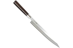 Totiko Coltello da Cucina Professionale Giapponese, Coltello Professionale in Acciaio, Lama da 24cm, Sashimi Yanagiba, Manico in Legno Trattato, Coltello da Pesce - Sakai Japan Knives