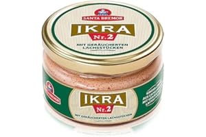 Santa Bremor Ikra Nr. 2 - Kaviar-Creme aus Capelinrogen mit geräucherten Lachsstücken - Икра мойвы Нр.2 с копч.лососем (180g)