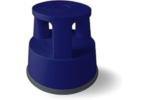 Floordirekt Rolling stool, step stool, elephant foot, stool for office or trade, TÜV + GS tested, many colours, plastic or steel (blue, plastic)