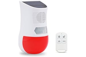 DAYTEE DAYTECH Solar Strobe Light with Motion Sensor Security Alarm Flashing LED Light 129dB Sound Security Siren IP65 Waterproof for Home Shed Farm Hacienda Apartment Yard Garden,Outdoor Indoor