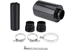 LADIESHOW Kit d'induction de filtre à air froid de voiture, système d'admission d'air froid universel de boîte de filtre d'induction de Ram en fibre de carbone de 76mm 3 "avec tuyau d'admission