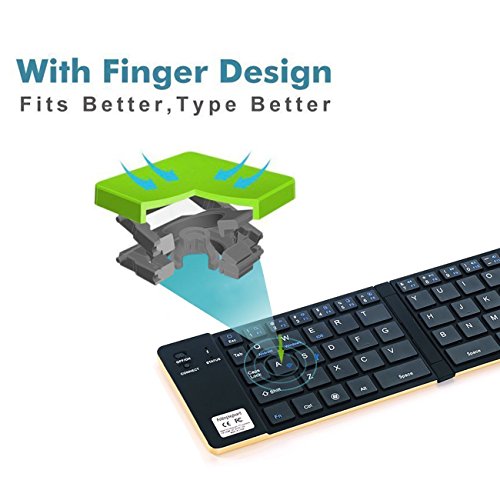 Portable Faltbare Bluetooth Wireless & USB Wried Dual Mode Keyboard Ultra-Slim Full-Size Mini Bluetooth Tastatur Für Android, IOS, Windows, Mac OS, iPhone 7/7 plus / 6plus / 5, iPad / iPad Luft / iPad Mini & Tablet (Golden) - 2