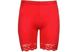 RIDDLED WITH STYLE Womens Bottom Lace Scallop Edge Trim Cycling Shorts Ladies Summer Gym Wear Short Pant Casual Wear Cropped Plain Tight Hot Pants UK Sizes 8-18