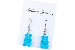 INFUN A0127 Boucles d'oreilles Crochet d'oreille femelle Mignon petit ours Bonbon doux Dessin animé 1 paire (bleu royal)