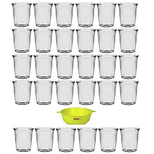 Viva Haushaltswaren - 30 x kleines Dessertglas 65 ml, Mini Glasgefäße für Desserts, Vorspeisen, als Vase & Teelichthalter geeignet (inkl. Trichter Ø 5 cm)