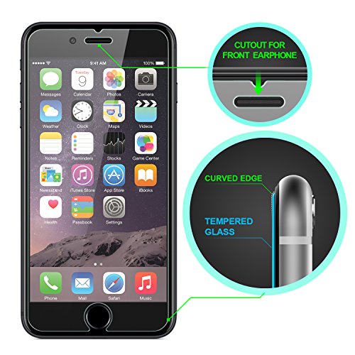 iPhone 6S Screen Protector,TechRise 2-Pack [3D Touch Compatible] iPhone 6S 6 Ultra-Clear Premium Tempered Glass Screen Protector Film with 9H Hardness and Easy Bubble-Free Installation