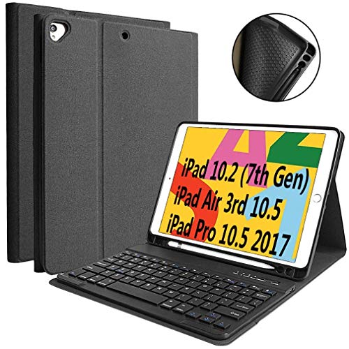 Teclado iPad 10.2'' 2019 (7ª Generación) Funda, Funda Teclado para iPad Air 3 10.5" 2019 (3rd Gen)/iPad Pro 10.5'' 2017-Teclado Español Bluetooth Desmontable- Cubierta Magnética con Ranura de Lápiz