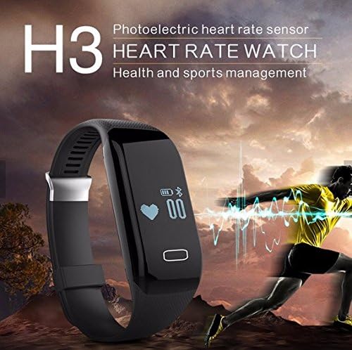 albitastore H3 Tracker Fitness with Heart Rate Monitor, Smart Bracelet with Heart Rate, Smart Watch with Heart Rate Monitor H3 Bluetooth Smart Watch Surveiller Bluetooth – Step Counter – Message/Call sedentary Reminder, Sleep, Calories Track Healthy Bracelet Sync with Android 4.3 or Higher and iPhone 6S/6/5S/4S Smartphone Fitness Tracker – (Colour: Black)