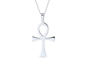 Bling Jewelry Large Classic Mens Large Key To Life Egyptian Ankh Cross Pendant Necklace For Men Teen Polished .925 Sterling Silver