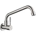 Modern Swivel Wall Mounted Stainless Steel Cold Water Tap Kitchen Sink Faucet Lead Free Stainless Steel Basin Faucets