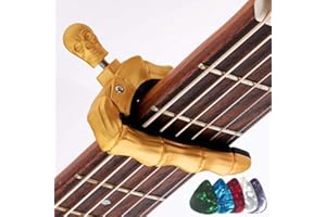 KOLDOT Guitar Capo Skull Capo for Acoustic and Electric Guitar Skeleton Head Ukulele Capo for Banjo Mandolin Bass and Classical Guitar Comes with 5 Picks